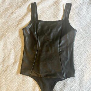 Abercrombie & Fitch Vegan Leather Square Neck Bodysuit - Size M